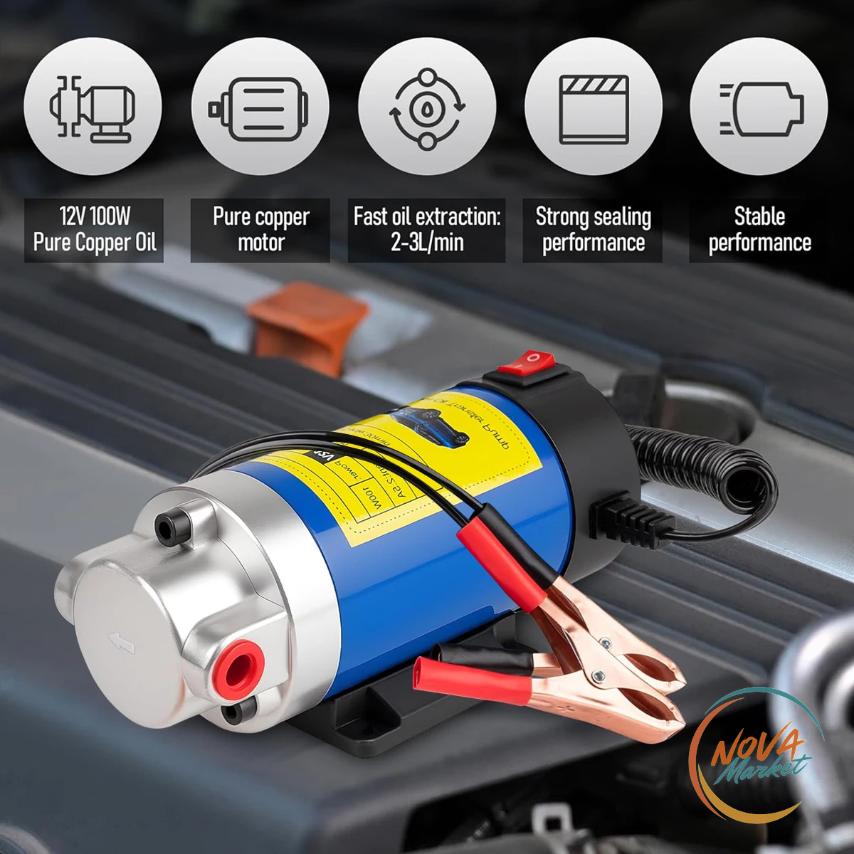 Pompa trasferimento olio 12 V, estrattore elettrico portatile