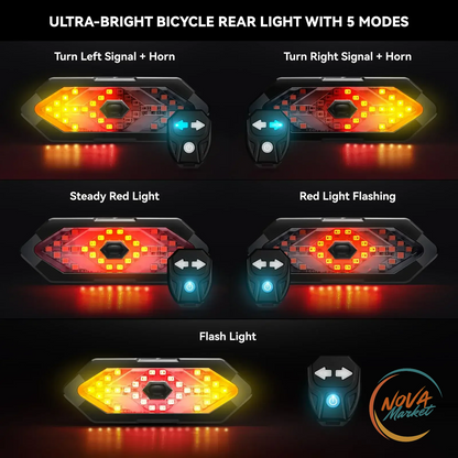 Fanale Posteriore Bici LED con Frecce e Telecomando