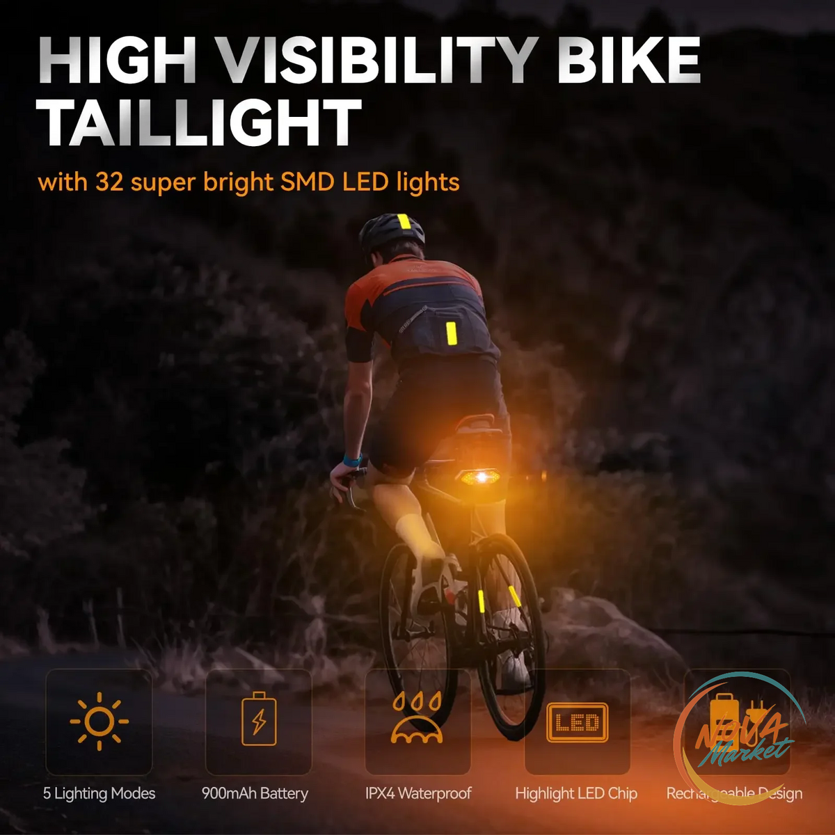 Fanale Posteriore Bici LED con Frecce e Telecomando
