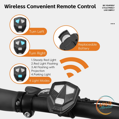 Luce Posteriore Bici con Indicatori di Direzione Wireless