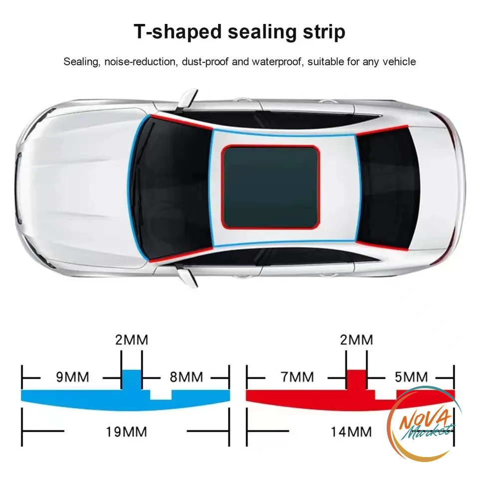 Guarnizione auto a T in gomma EPDM, 2 m