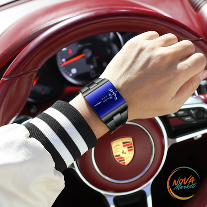 Orologio da uomo rettangolare al quarzo con cinturino in acciaio
