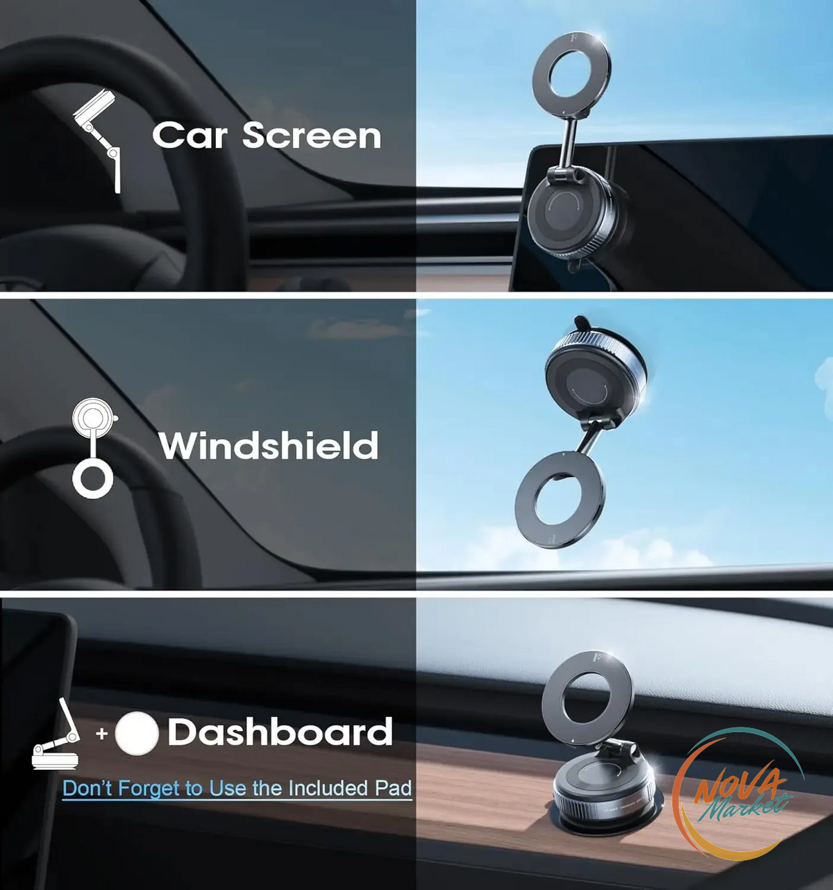 Supporto Magnetico Auto MagSafe con Ventosa Girevole 360°