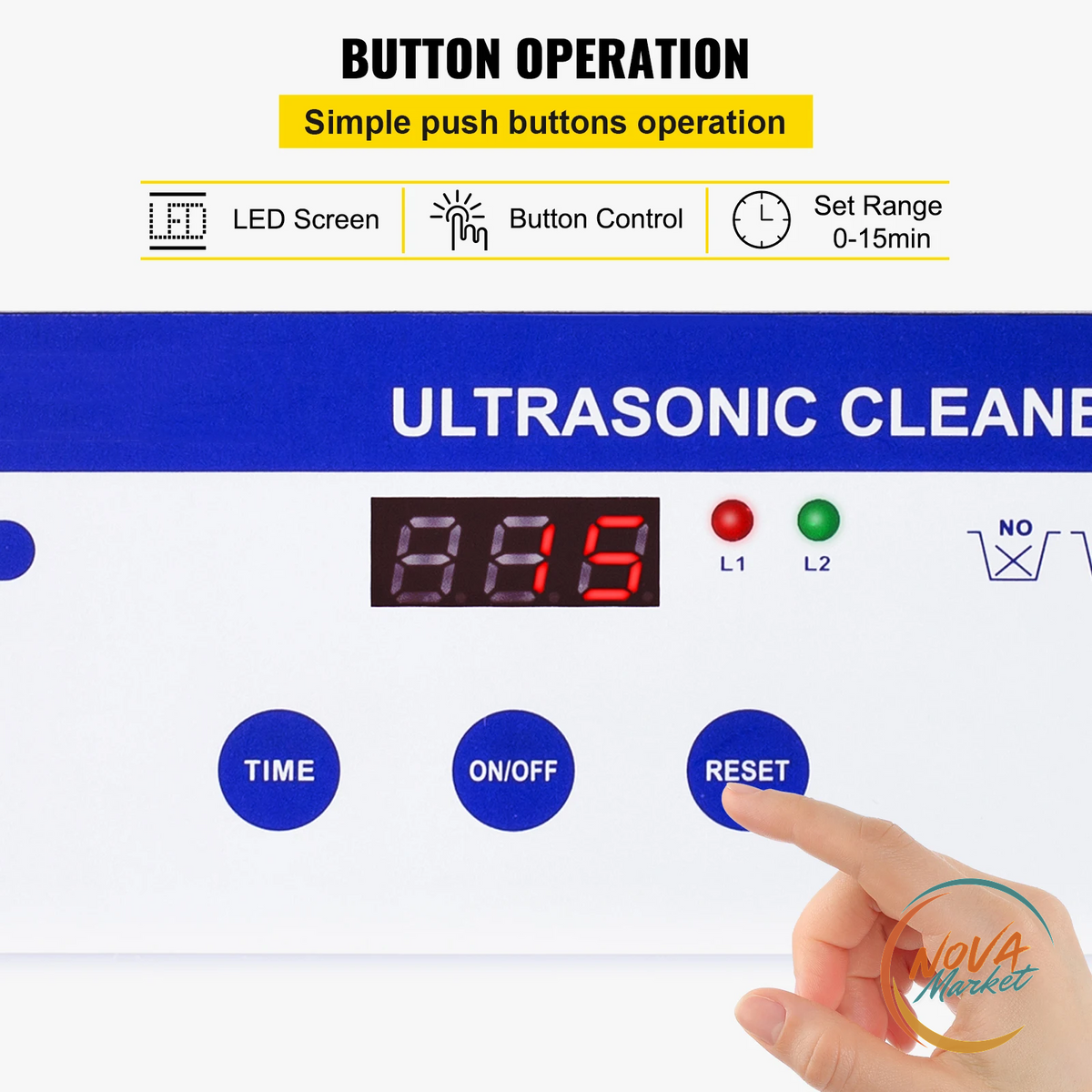 Pulitore a ultrasuoni 800 ml con timer LED