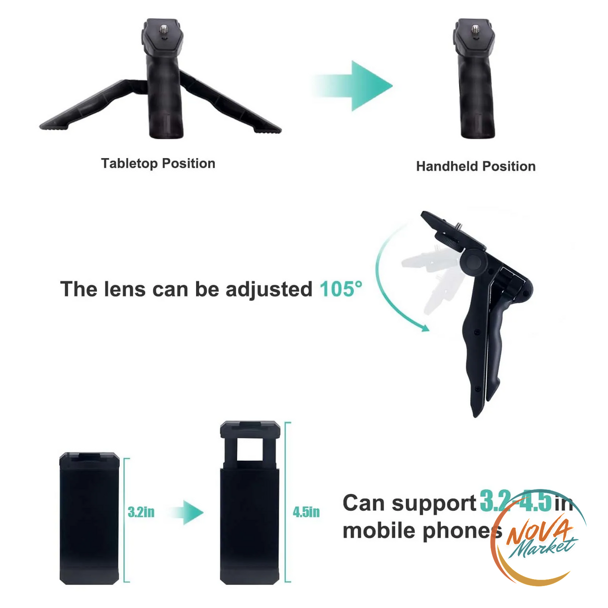 Kit Vlogging Smartphone con Treppiede, Microfono e Luce