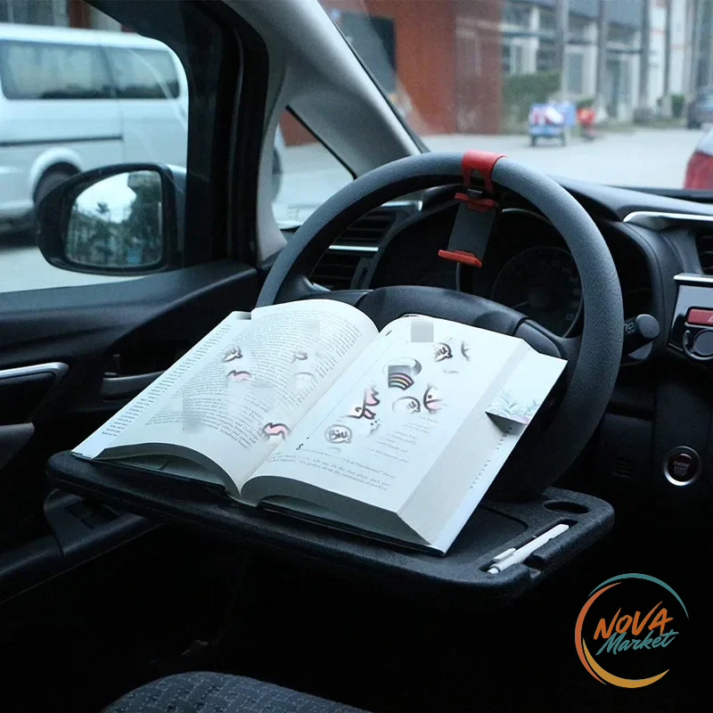 Tavolino per Volante Auto con Portabicchiere e Supporto