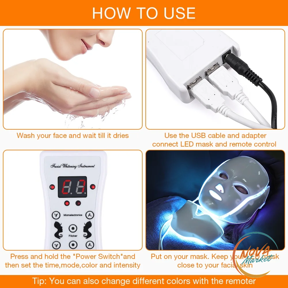 Maschera LED Viso e Collo a 7 Colori per Fototerapia