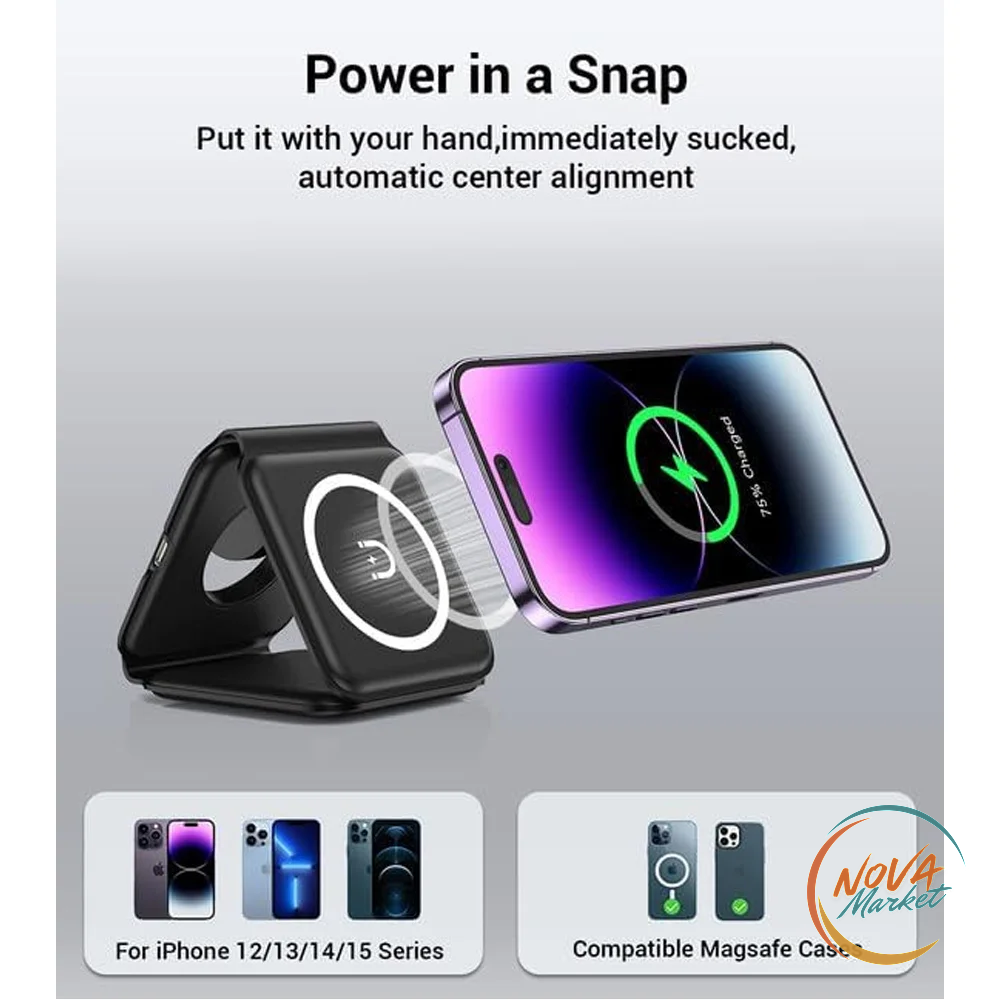 Stazione di Ricarica Wireless 3 in 1 Magnetica