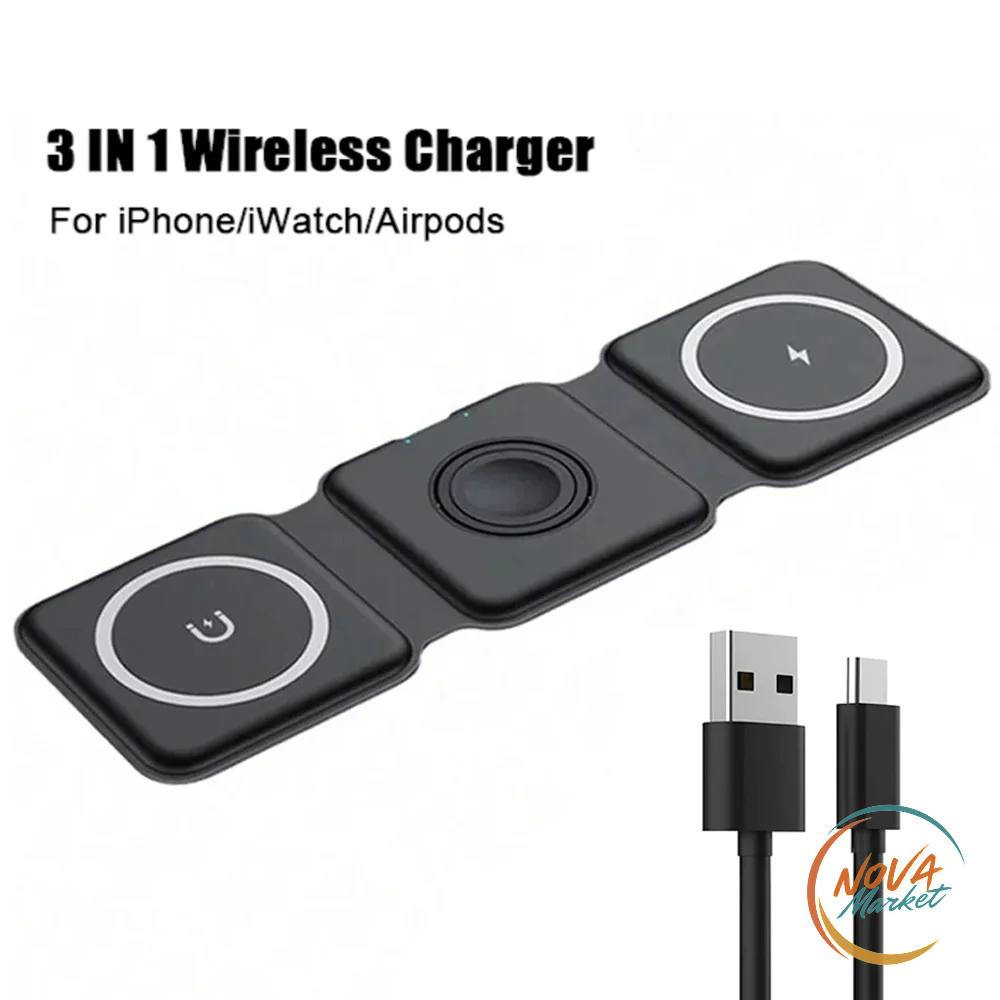 Stazione di Ricarica Wireless 3 in 1 Magnetica