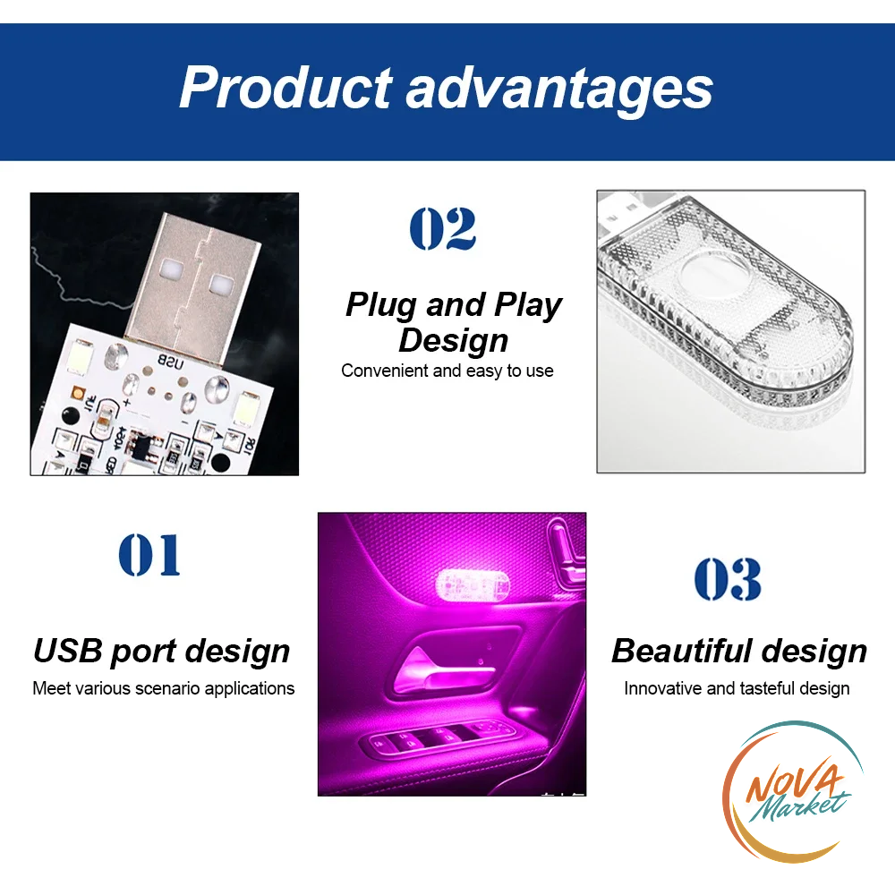 Luce LED per Auto Touch Ricaricabile USB