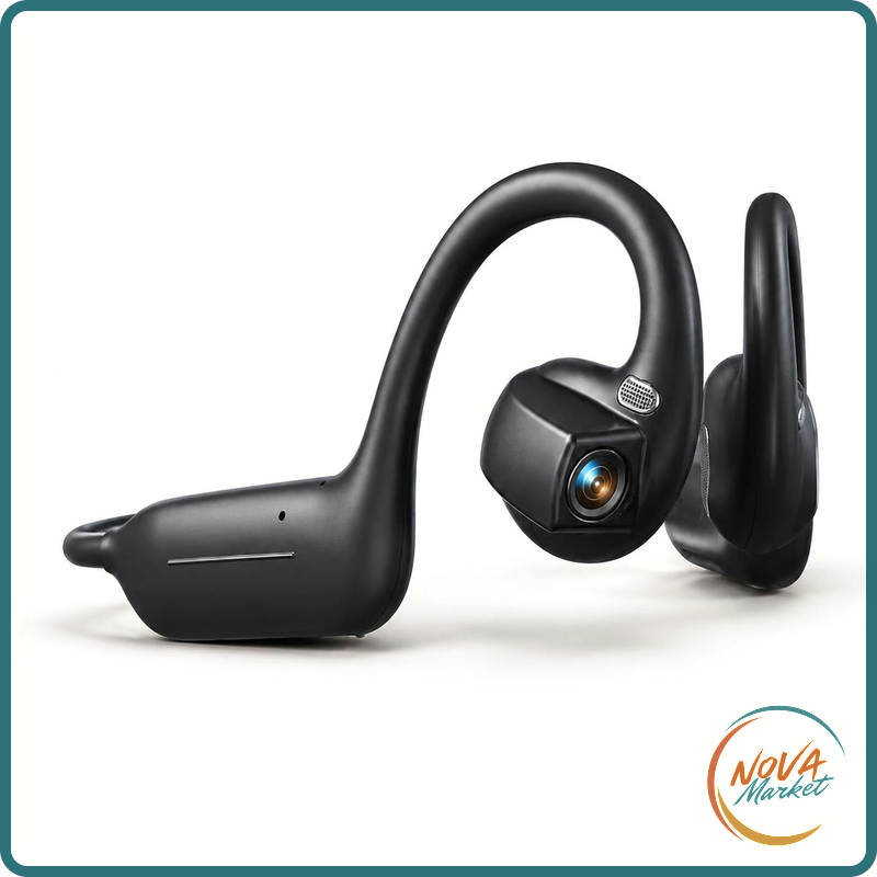 Cuffie a conduzione ossea E12 Bluetooth 5.4 con fotocamera HD
