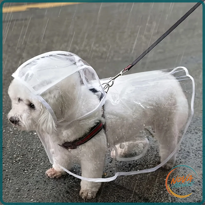 Impermeabile trasparente per cani con apertura per pettorina