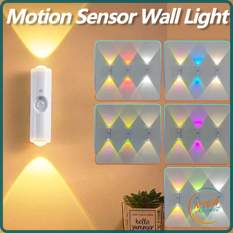Luce notturna LED con sensore di movimento, RGB ricaricabile