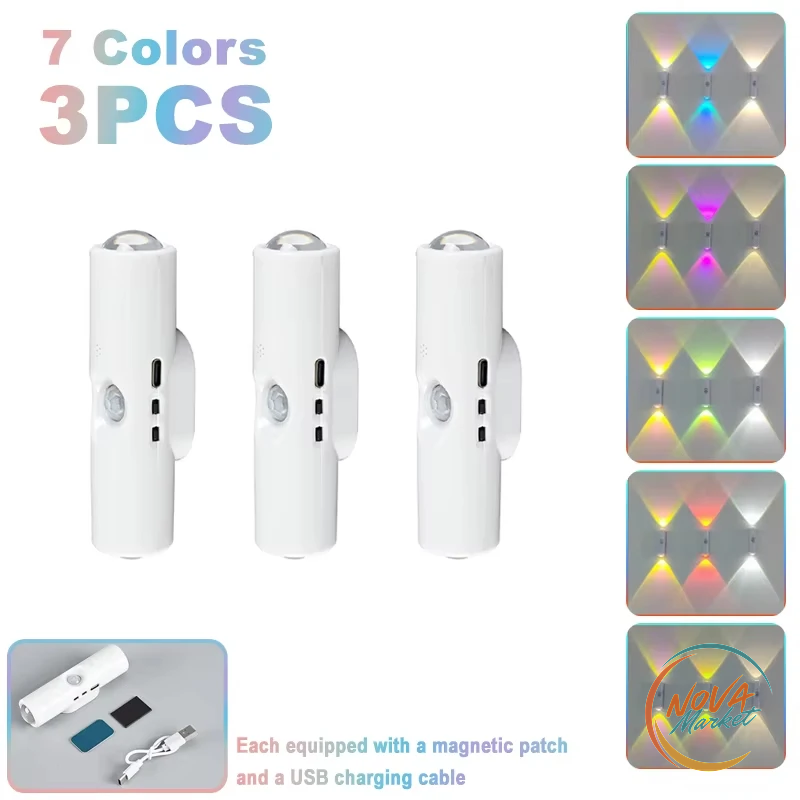 Luce notturna LED con sensore di movimento, RGB ricaricabile