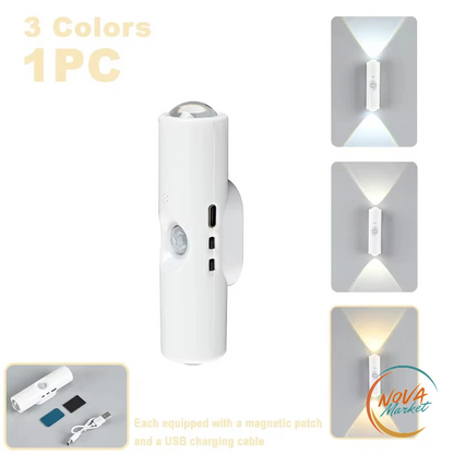 Luce notturna LED con sensore di movimento, RGB ricaricabile