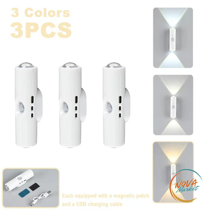 Luce notturna LED con sensore di movimento, RGB ricaricabile