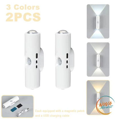 Luce notturna LED con sensore di movimento, RGB ricaricabile