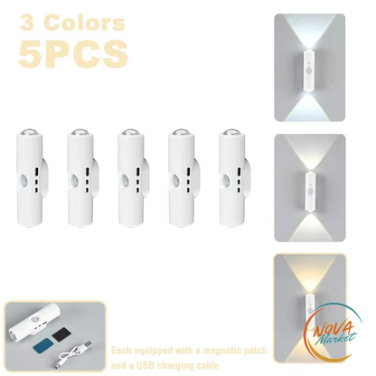 Luce notturna LED con sensore di movimento, RGB ricaricabile