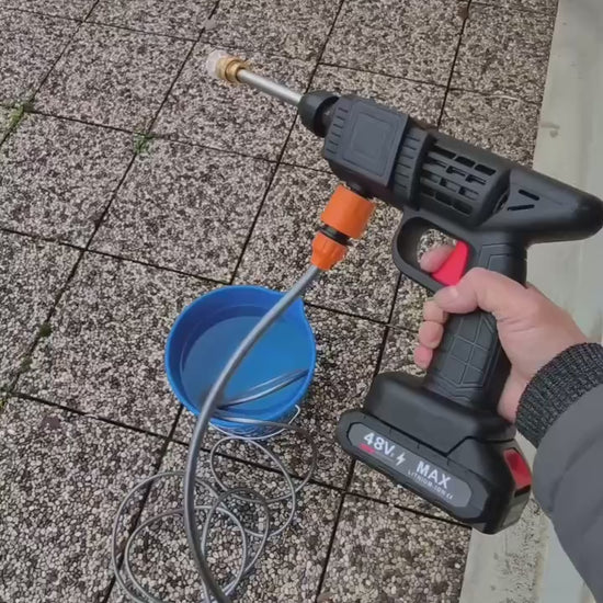 Video Idropulitrice a Batteria 48v 6-in-1 ad Alta Pressione 50 Bar  Pistola portatile Senza Fili Pulitore Universale 4 modalità di spruzzo