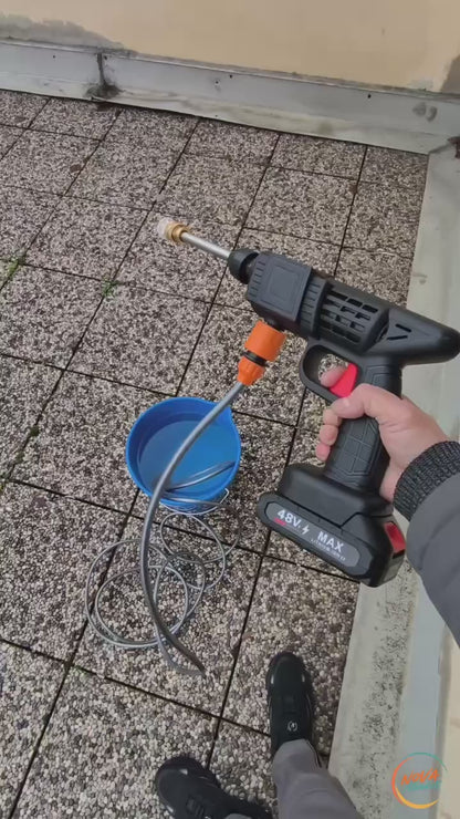 Video Idropulitrice a Batteria 48v 6-in-1 ad Alta Pressione 50 Bar  Pistola portatile Senza Fili Pulitore Universale 4 modalità di spruzzo