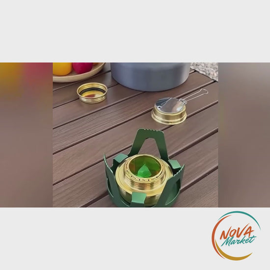 Anteprima video Fornello ad alcool da campeggio antivento con custodia - NovaMarket