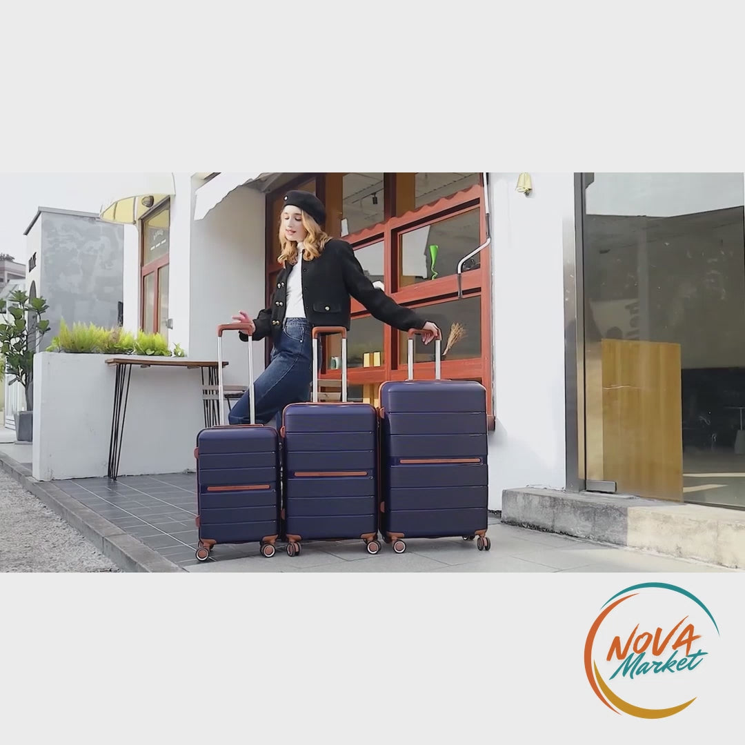 Anteprima video Valigia trolley rigida in PP con 8 ruote e chiusura TSA - NovaMarket