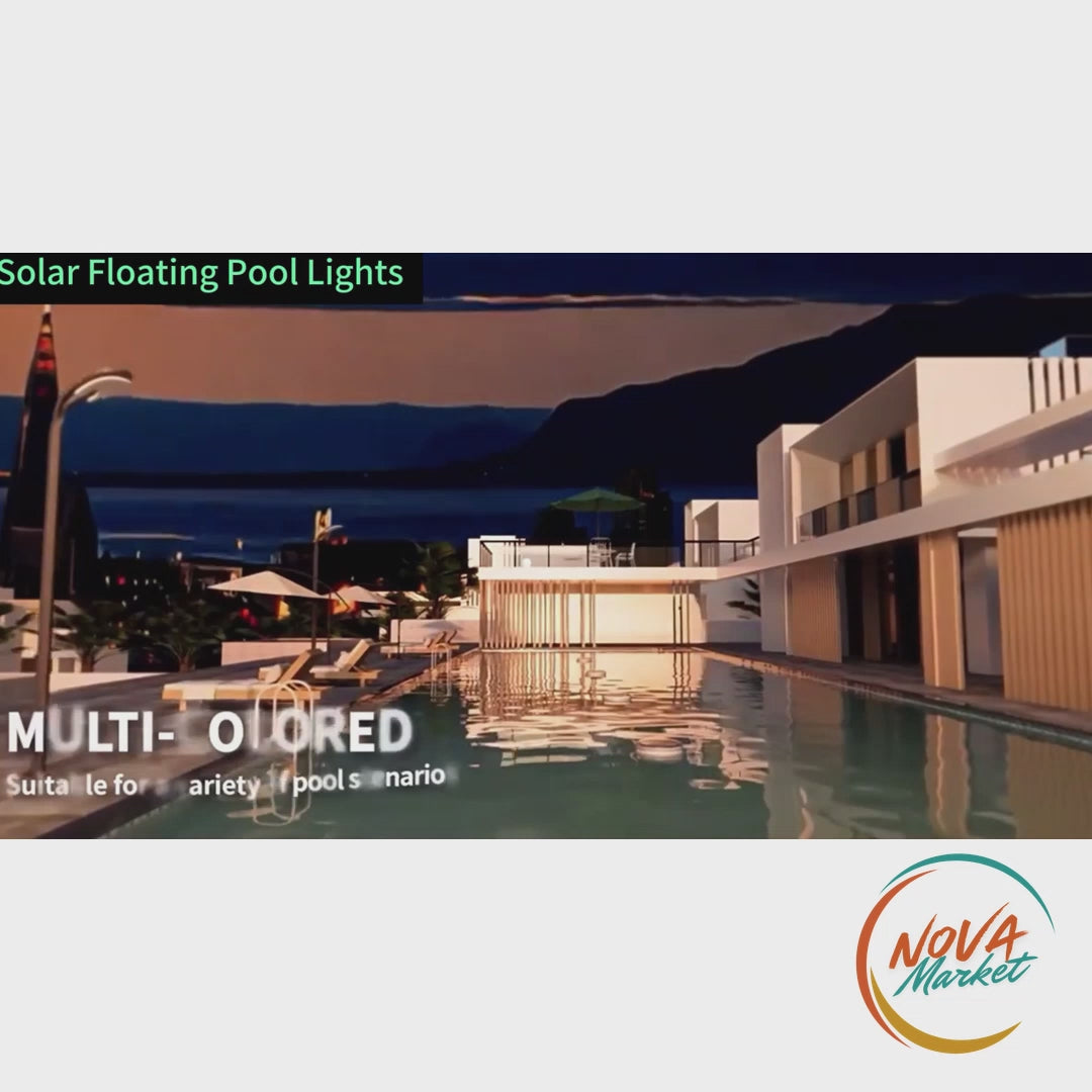 Anteprima video Luce LED galleggiante per piscina con telecomando e ricarica solare - NovaMarket