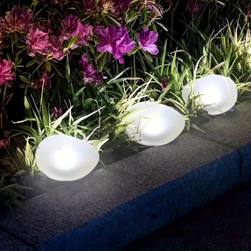 Luci Solari a Forma di Pietra IP65 | 7 Colori Cambianti, Ricaricabili, Impermeabili | per Giardino, Vialetto, Aiuola, Esterno
