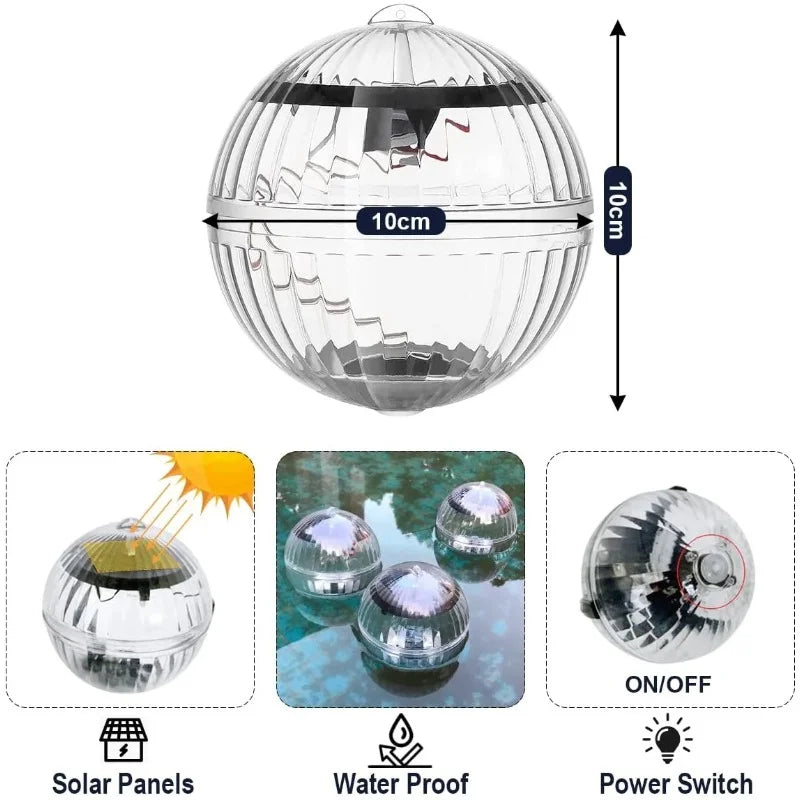 Lampada Solare Galleggiante per Piscina, Impermeabile, LED Multicolore, Luce Solare Galleggiante per Acquario e Laghetto